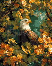 Laden Sie das Bild in den Galerie-Viewer, Malen nach Zahlen Figured'Art – Adler unter goldenen Blättern