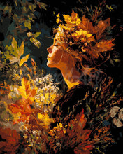 Laden Sie das Bild in den Galerie-Viewer, Malen nach Zahlen Figured'Art – Dame mit goldenem Laub