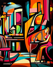 Laden Sie das Bild in den Galerie-Viewer, Malen nach Zahlen Figured'Art – Kühnes Abstraktes Café