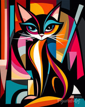 Laden Sie das Bild in den Galerie-Viewer, Malen nach Zahlen Figured'Art – Kühne Abstrakte Katze