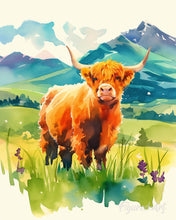 Laden Sie das Bild in den Galerie-Viewer, Malen nach Zahlen Figured'Art – Highland Cow Pastell-Tal