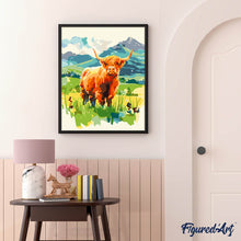 Laden Sie das Bild in den Galerie-Viewer, Highland Cow Pastell-Tal