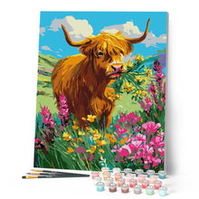 Laden Sie das Bild in den Galerie-Viewer, Highland Cow Blumenparadies