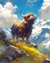 Laden Sie das Bild in den Galerie-Viewer, Malen nach Zahlen Figured'Art – Highland Cow Alpenblick