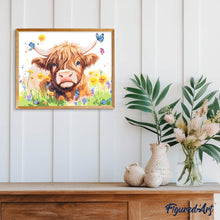 Laden Sie das Bild in den Galerie-Viewer, Highland Cow Frühlingsporträt