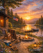 Laden Sie das Bild in den Galerie-Viewer, Malen nach Zahlen Figured'Art – Goldene Stunde am See