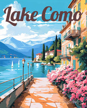 Laden Sie das Bild in den Galerie-Viewer, Malen nach Zahlen Figured'Art – Reiseposter Promenade am Comer See
