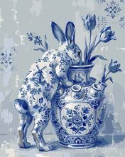 Laden Sie das Bild in den Galerie-Viewer, Malen nach Zahlen Figured'Art – Hase im Delft-Stil