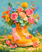 Laden Sie das Bild in den Galerie-Viewer, Malen nach Zahlen Figured'Art – Blumenstiefel