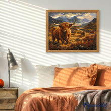 Laden Sie das Bild in den Galerie-Viewer, Highland Cow im Bergtal