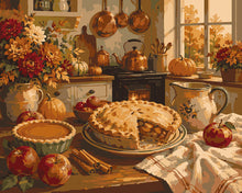 Laden Sie das Bild in den Galerie-Viewer, Malen nach Zahlen Figured'Art – Herbstküche mit Hausgemachten Kuchen