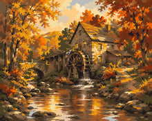 Laden Sie das Bild in den Galerie-Viewer, Malen nach Zahlen Figured'Art – Alte Wassermühle im Herbst