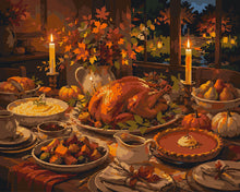 Laden Sie das Bild in den Galerie-Viewer, Malen nach Zahlen Figured'Art – Thanksgiving-Tisch bei Kerzenschein