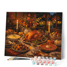 Laden Sie das Bild in den Galerie-Viewer, Thanksgiving-Tisch bei Kerzenschein