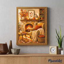 Laden Sie das Bild in den Galerie-Viewer, Gemütlicher Kamin mit Strickdecke