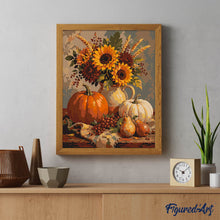 Laden Sie das Bild in den Galerie-Viewer, Stillleben mit Kürbis und Sonnenblume
