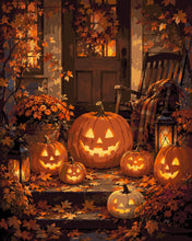 Laden Sie das Bild in den Galerie-Viewer, Malen nach Zahlen Figured'Art – Jack o Lantern auf der Veranda