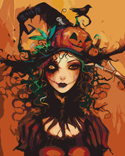 Laden Sie das Bild in den Galerie-Viewer, Malen nach Zahlen Figured'Art – Halloween-Hexenporträt