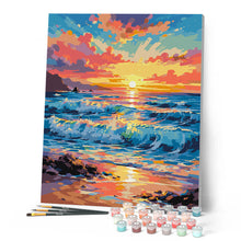 Laden Sie das Bild in den Galerie-Viewer, Wellen bei Sonnenuntergang