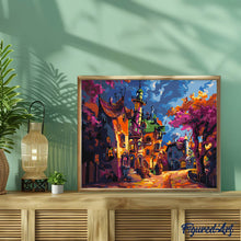 Laden Sie das Bild in den Galerie-Viewer, Fantasiedorf in der Dämmerung