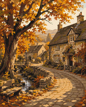 Laden Sie das Bild in den Galerie-Viewer, Malen nach Zahlen Figured'Art – Herbstlicher Dorfweg
