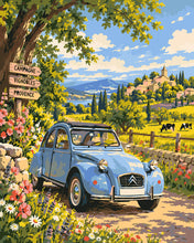Laden Sie das Bild in den Galerie-Viewer, Malen nach Zahlen Figured'Art – Citroën 2CV Weinbergstraße