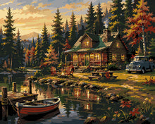 Laden Sie das Bild in den Galerie-Viewer, Malen nach Zahlen Figured'Art – Herbstliche Seehütte