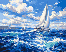 Laden Sie das Bild in den Galerie-Viewer, Malen nach Zahlen Figured'Art – Segeln im Blau