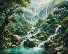 Laden Sie das Bild in den Galerie-Viewer, Malen nach Zahlen Figured'Art – Tal der Wasserfälle