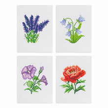 Laden Sie das Bild in den Galerie-Viewer, Mini Diamond Painting 15x20 cm (4 Stück) ohne Rahmen - Blumenquartett
