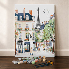 Laden Sie das Bild in den Galerie-Viewer, Geschenkset Malen nach Zahlen - Aquarell-Pariser Straße
