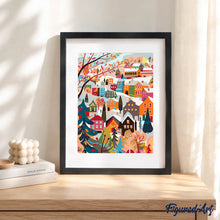 Laden Sie das Bild in den Galerie-Viewer, Geschenkset Malen nach Zahlen - Buntes Winterdorf