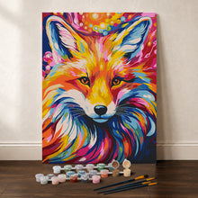 Laden Sie das Bild in den Galerie-Viewer, Geschenkset Malen nach Zahlen - Fuchs Farbenfroh Abstrakt