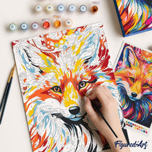 Laden Sie das Bild in den Galerie-Viewer, Geschenkset Malen nach Zahlen - Fuchs Farbenfroh Abstrakt