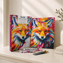 Laden Sie das Bild in den Galerie-Viewer, Geschenkset Malen nach Zahlen - Fuchs Farbenfroh Abstrakt