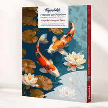Laden Sie das Bild in den Galerie-Viewer, Geschenkset Malen nach Zahlen - Vintage-Koi-Karpfen und Blumen Figured'Art