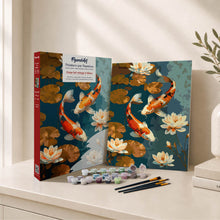 Laden Sie das Bild in den Galerie-Viewer, Geschenkset Malen nach Zahlen - Vintage-Koi-Karpfen und Blumen