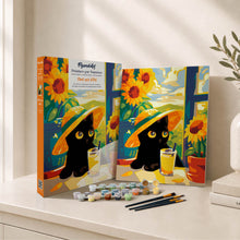 Laden Sie das Bild in den Galerie-Viewer, Geschenkset Malen nach Zahlen - Schwarze Sommerkatze