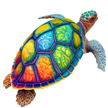 Laden Sie das Bild in den Galerie-Viewer, 2D Holzpuzzle – Festliche Schildkröte