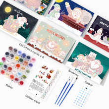 Laden Sie das Bild in den Galerie-Viewer, Malen nach Zahlen 6er-Pack DIY Weihnachtskarten - Serie 5