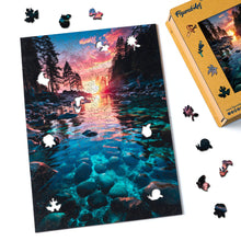 Laden Sie das Bild in den Galerie-Viewer, Holzpuzzle Erwachsene - Sonnenuntergang über dem Crystal Lake
