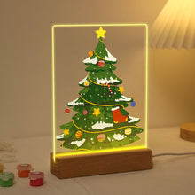 Laden Sie das Bild in den Galerie-Viewer, LED Präsentationssockel aus Holz Malen nach Zahlen 15x20 cm - Immergrüner Weihnachtsbaum