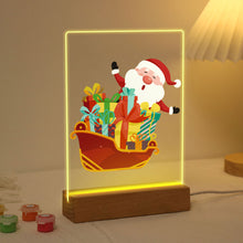 Laden Sie das Bild in den Galerie-Viewer, LED Präsentationssockel aus Holz Malen nach Zahlen 15x20 cm - Weihnachtsmann 01