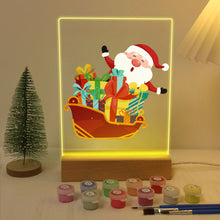 Laden Sie das Bild in den Galerie-Viewer, LED Präsentationssockel aus Holz Malen nach Zahlen 15x20 cm - Weihnachtsmann 01