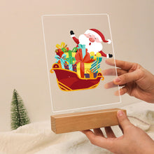 Laden Sie das Bild in den Galerie-Viewer, LED Präsentationssockel aus Holz Malen nach Zahlen 15x20 cm - Weihnachtsmann 01