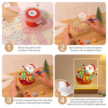 Laden Sie das Bild in den Galerie-Viewer, LED Präsentationssockel aus Holz Malen nach Zahlen 15x20 cm - Weihnachtsmann 01