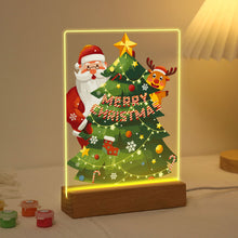 Laden Sie das Bild in den Galerie-Viewer, LED Präsentationssockel aus Holz Malen nach Zahlen 15x20 cm - Weihnachtsmann 03