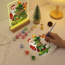 Laden Sie das Bild in den Galerie-Viewer, LED Präsentationssockel aus Holz Malen nach Zahlen 15x20 cm - Weihnachtsmann 03