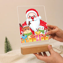 Laden Sie das Bild in den Galerie-Viewer, LED Präsentationssockel aus Holz Malen nach Zahlen 15x20 cm - Weihnachtsmann 04