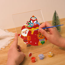 Laden Sie das Bild in den Galerie-Viewer, LED Präsentationssockel aus Holz Malen nach Zahlen 15x20 cm - Weihnachtsmann 05